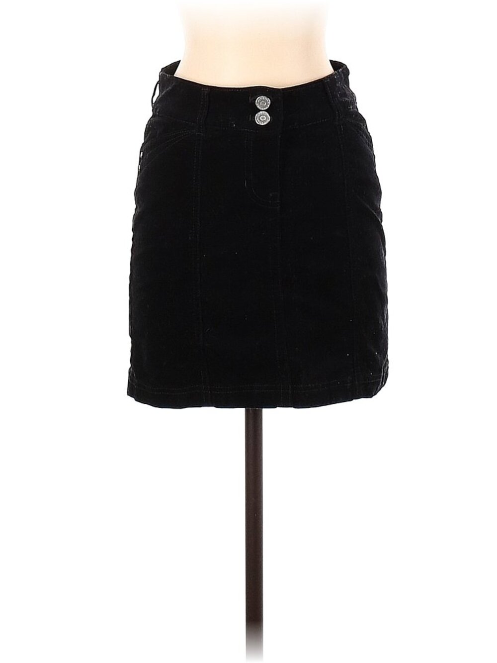 White House Black Market Size 00 Casual Black Denim Mini Skirt